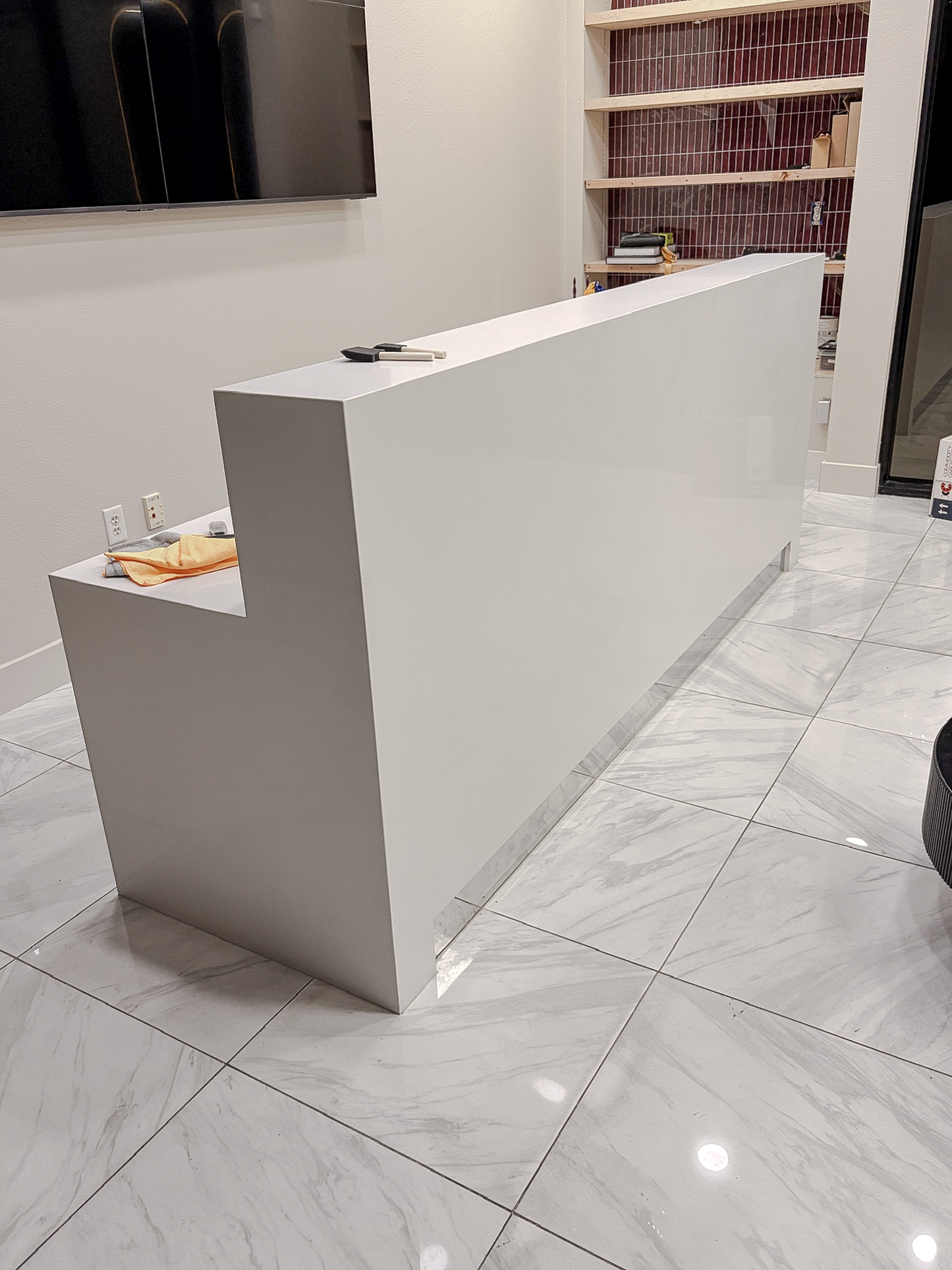 Scottsdale commercial reception desk before architectural film installation
