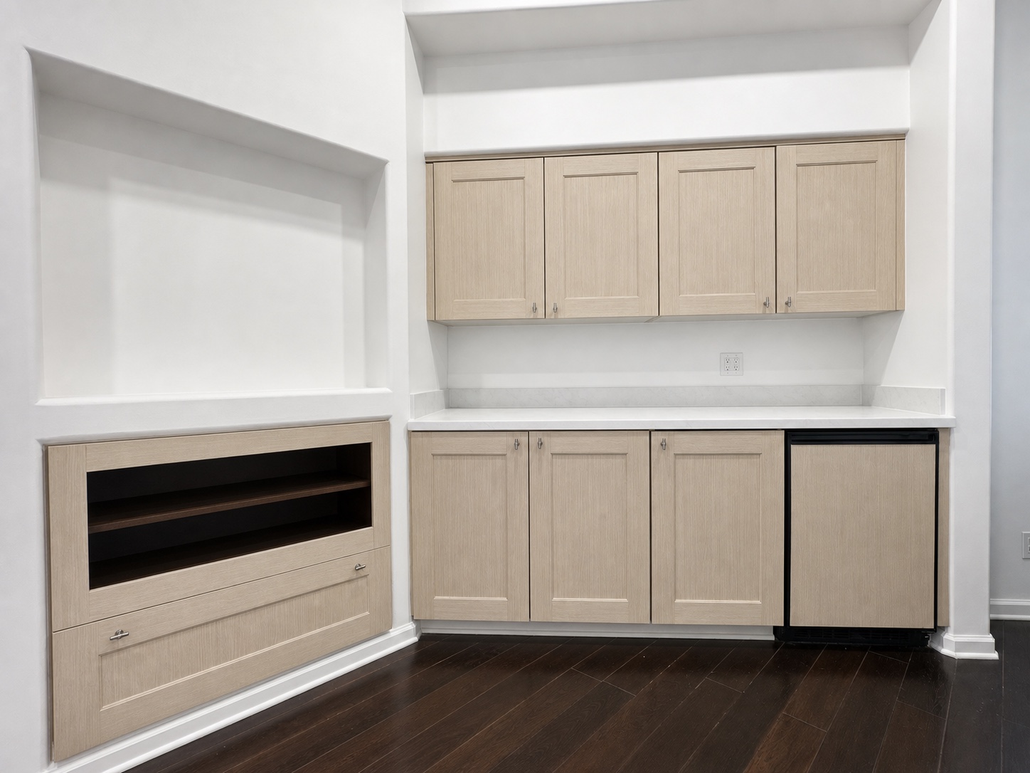 Completed Scottsdale built-in cabinetry in light wood architectural film