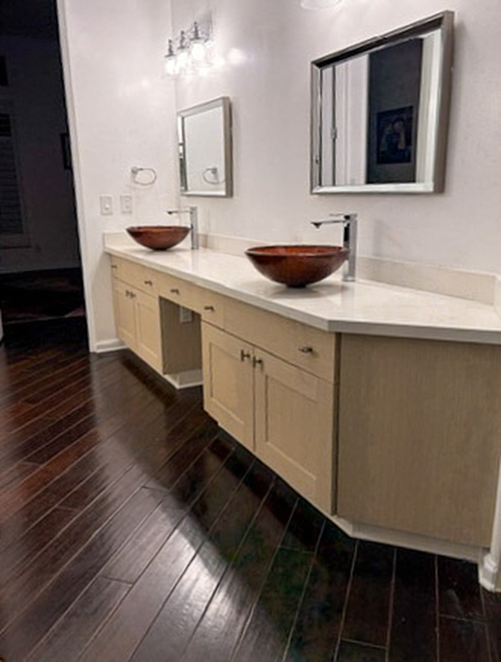 Scottsdale bathroom vanity completed in light wood Bodaq architectural film